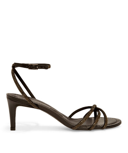 Sandália Santa Lolla Preto Strass Salto Fino Médio