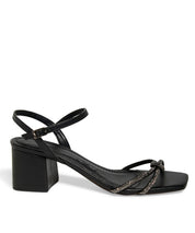 Sandália Santa Lolla Preto Strass Salto Grosso