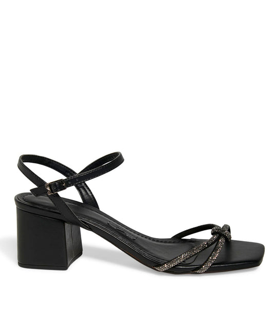 Sandália Santa Lolla Preto Strass Salto Grosso