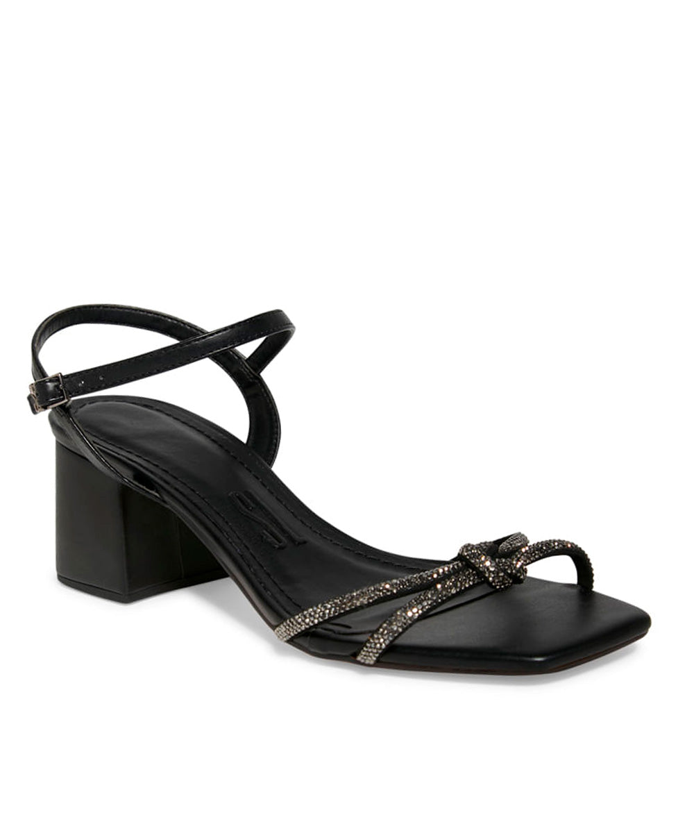 Sandália Santa Lolla Preto Strass Salto Grosso