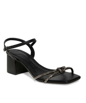 Sandália Santa Lolla Preto Strass Salto Grosso