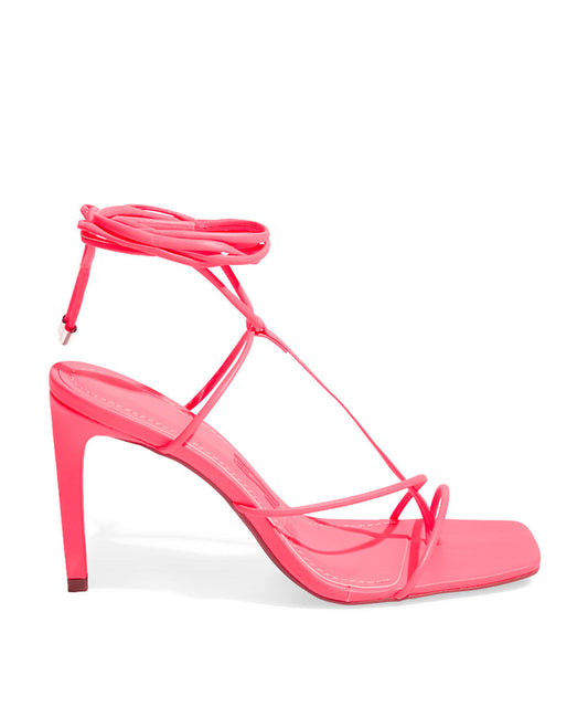 Sandália Santa Lolla Rosa Intenso Amarração Salto Alto