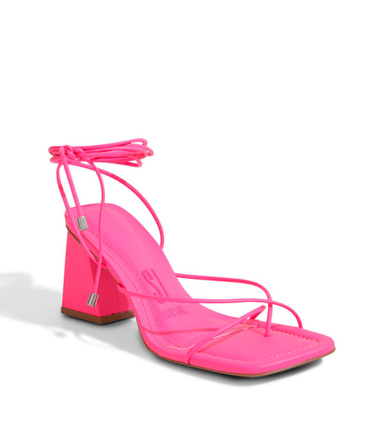 Sandália Santa Lolla Rosa Neon Salto Grosso Amarração