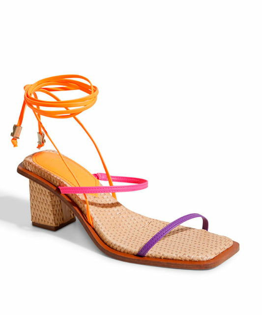 Sandália Santa Lolla Roxa Salto Grosso Couro