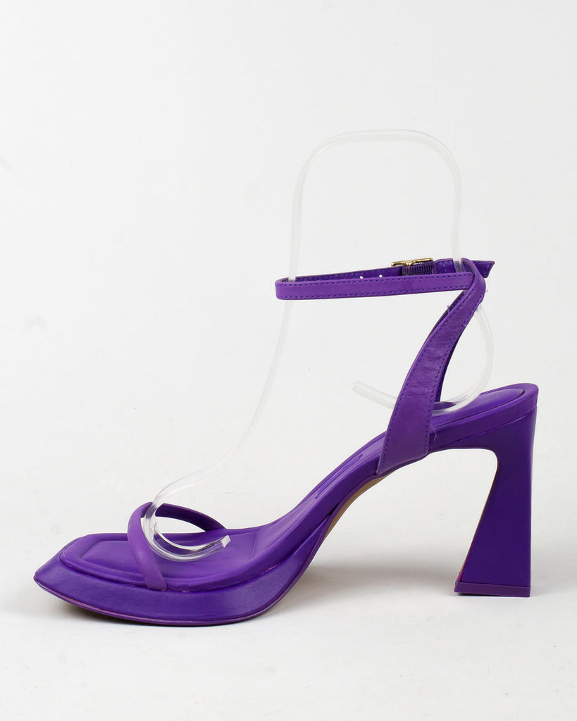 Sandália Santa Lolla Roxo Couro Salto Invertido