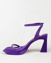 Sandália Santa Lolla Roxo Couro Salto Invertido