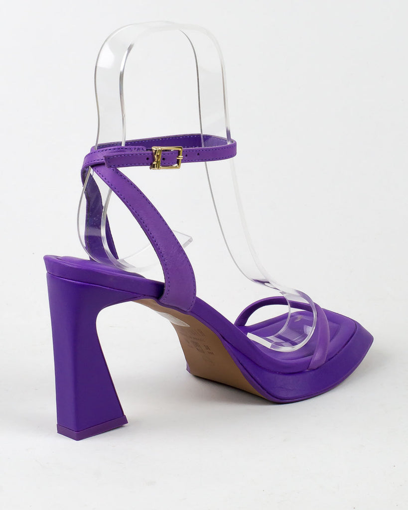 Sandália Santa Lolla Roxo Couro Salto Invertido
