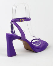 Sandália Santa Lolla Roxo Couro Salto Invertido