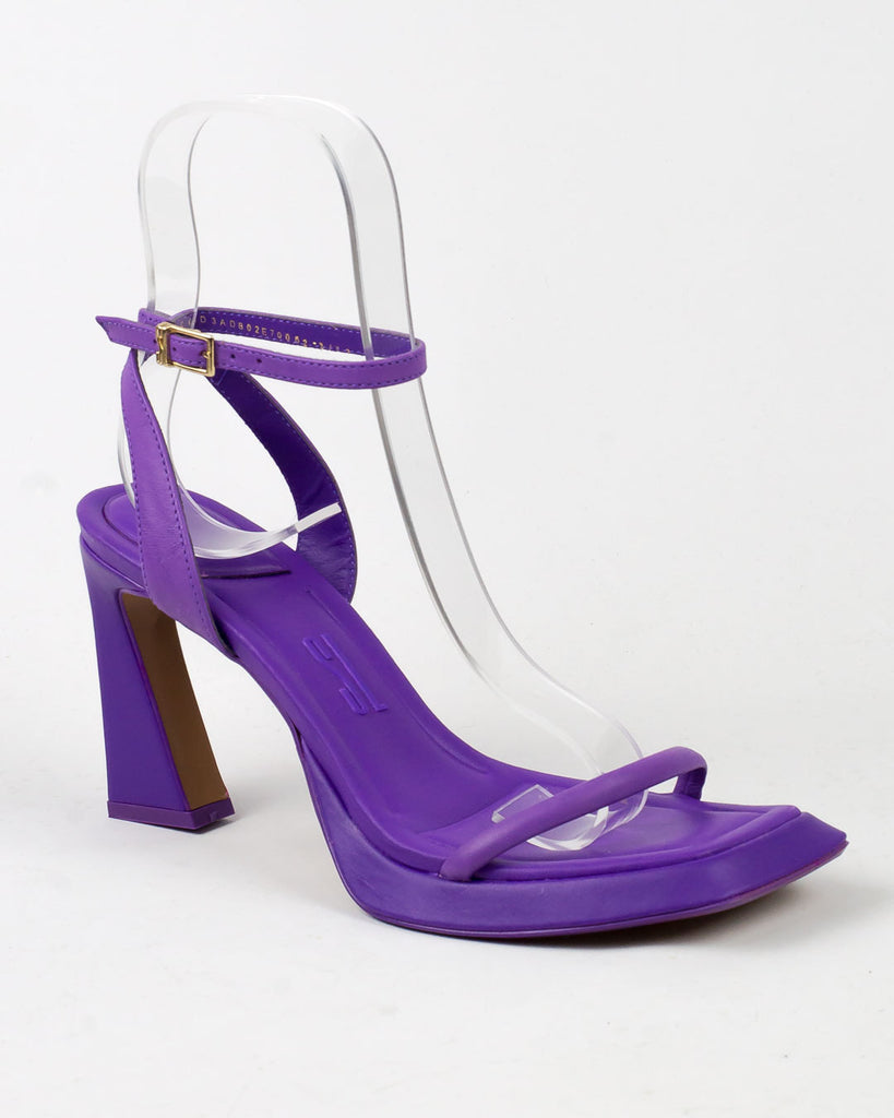 Sandália Santa Lolla Roxo Couro Salto Invertido