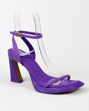 Sandália Santa Lolla Roxo Couro Salto Invertido