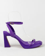 Sandália Santa Lolla Roxo Couro Salto Invertido