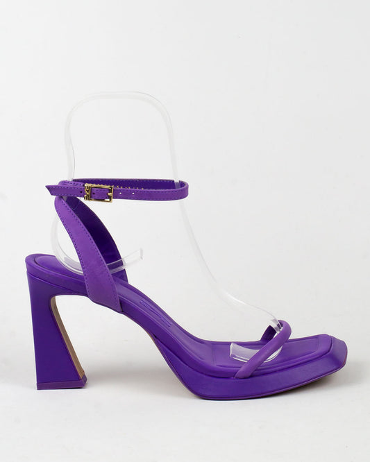 Sandália Santa Lolla Roxo Couro Salto Invertido