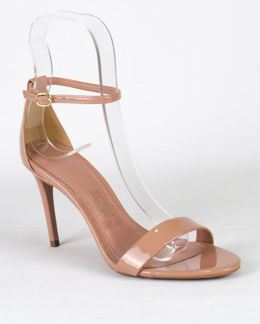 Sandália Santa Lolla Salto Alto Fino Nude Verniz