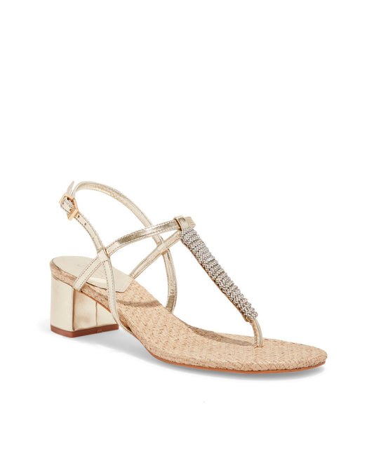 Sandália Santa Lolla Salto Bloco Dourada Metalizado