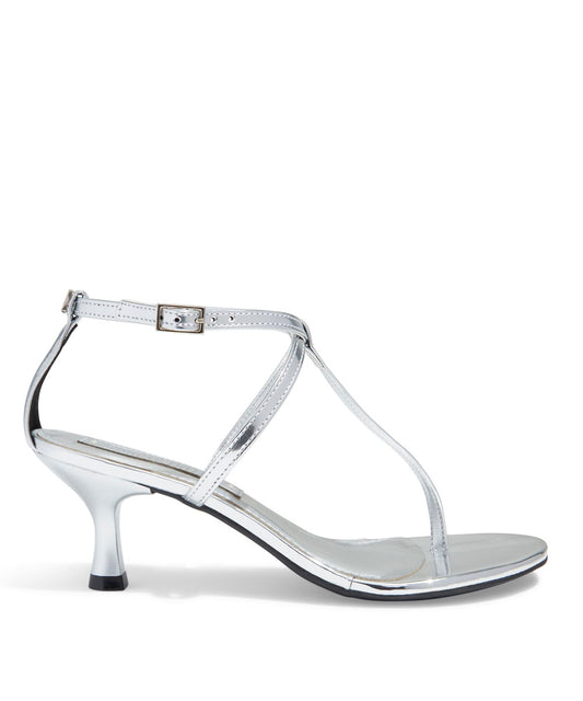Sandália Santa Lolla Specchio Salto Fino Baixo Prata