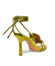 Sandália Santa Lolla Verde Flor Salto Fino Amarração
