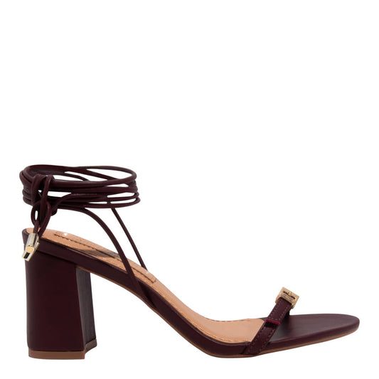 Sandália Santa Lolla Vinho Amarração Salto Bloco