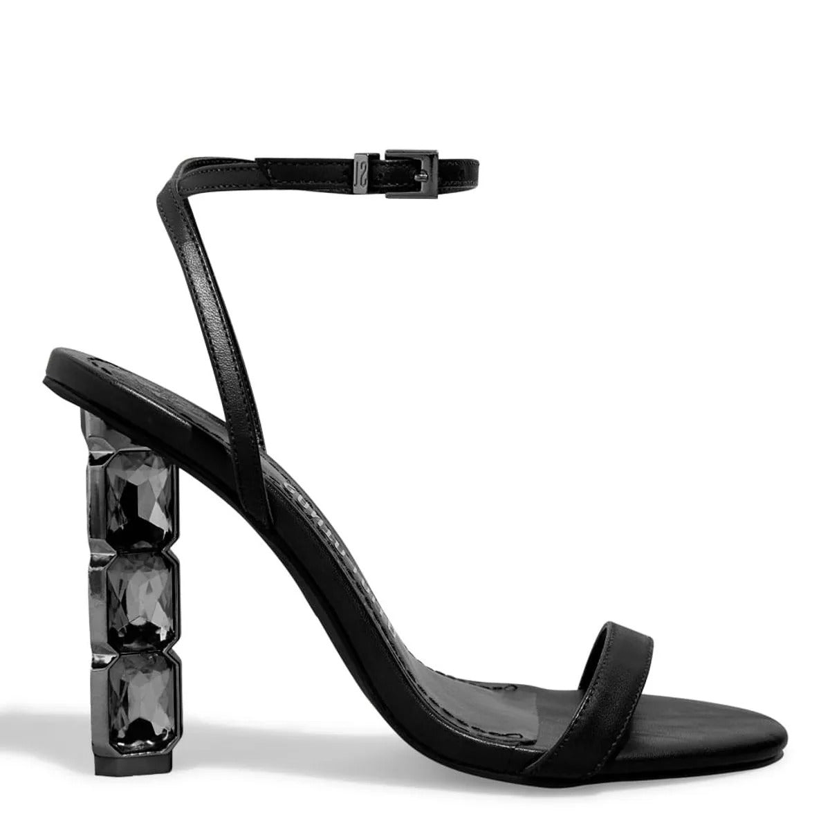 Sandália Preta Santa Lolla Salto Bloco Em Pedrarias