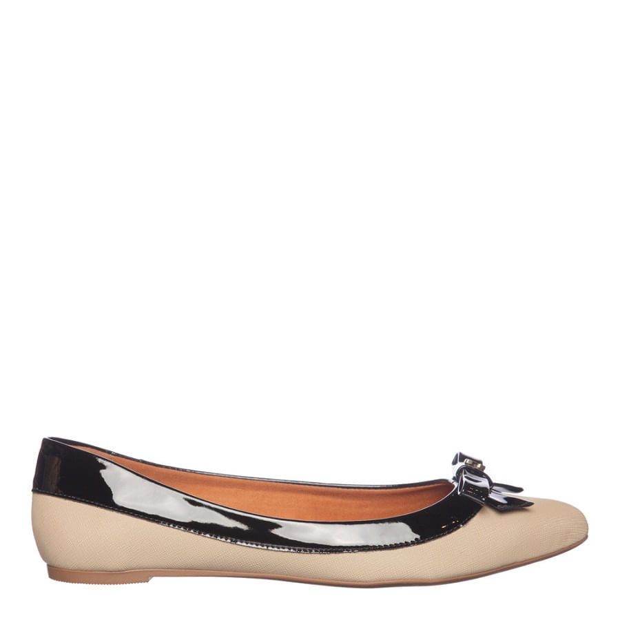 Sapatilha Santa Lolla Bege Bico Fino Laço