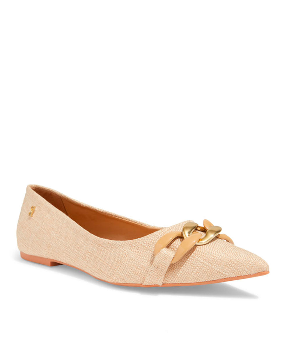 Sapatilha Santa Lolla Bege Linho Bico Fino