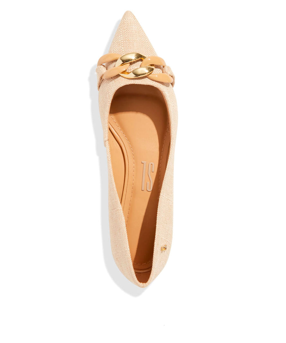 Sapatilha Santa Lolla Bege Linho Bico Fino