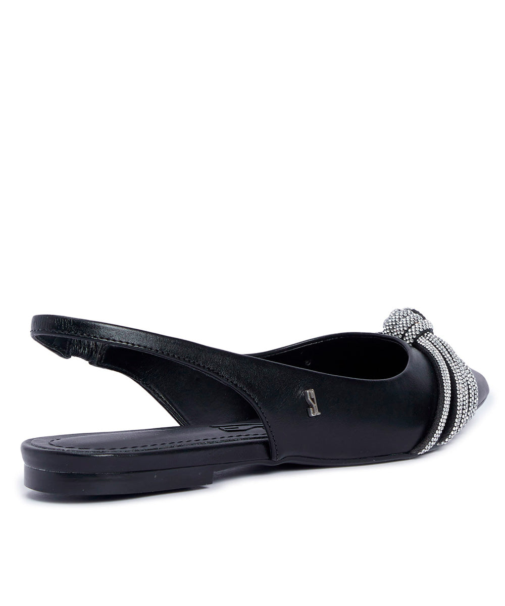 Sapatilha Santa Lolla Bico Fino Brilho Preta