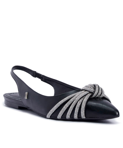 Sapatilha Santa Lolla Bico Fino Brilho Preta