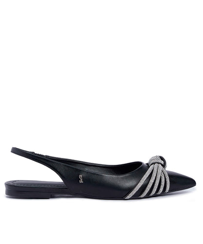 Sapatilha Santa Lolla Bico Fino Brilho Preta