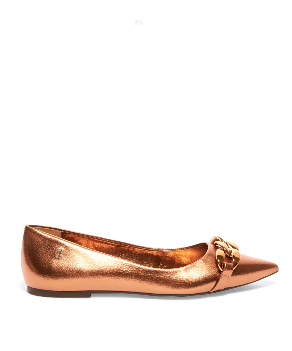 Sapatilha Santa Lolla Bronze Metalizado Correntes Bico Fino