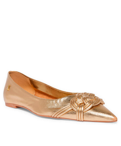 Sapatilha Santa Lolla Dourado Metalizado Bico Fino