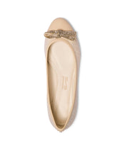 Sapatilha Santa Lolla Off White Linho Laço Strass