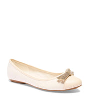Sapatilha Santa Lolla Off White Linho Laço Strass