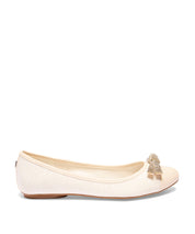 Sapatilha Santa Lolla Off White Linho Laço Strass