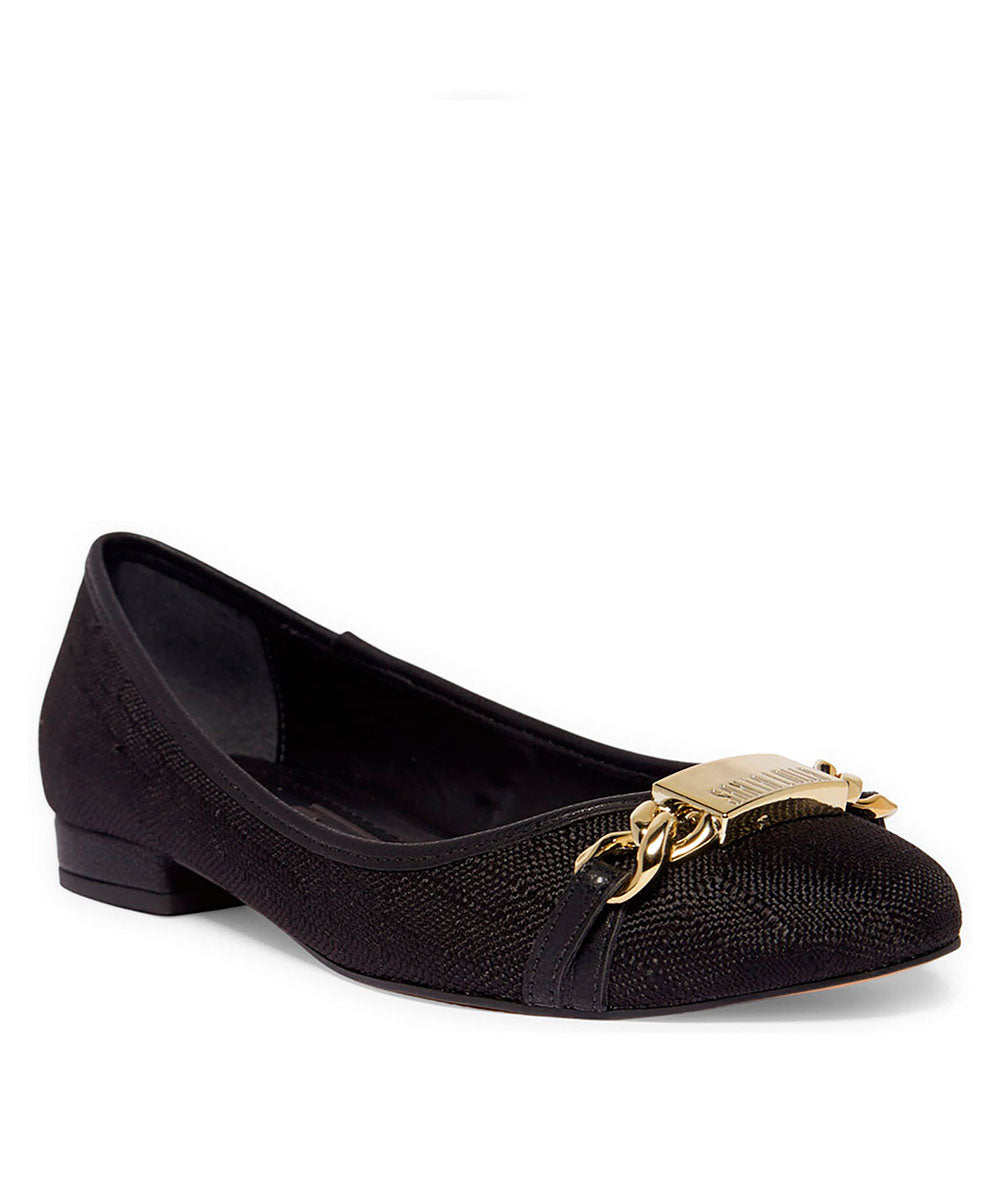 Sapatilha Santa Lolla Preto Linho Plaqueta