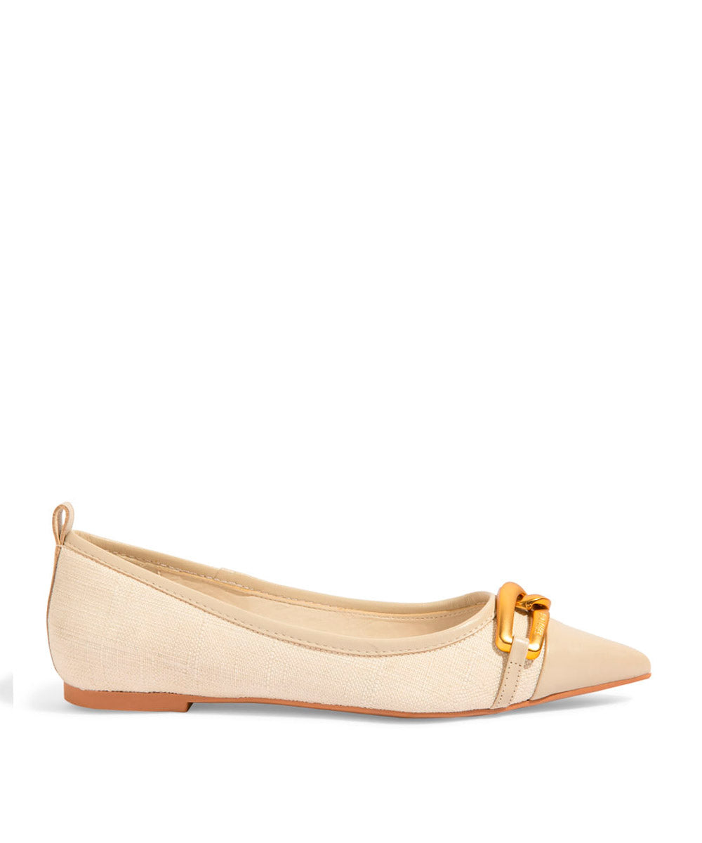 Sapatilha Santa Lolla Tecido Copacabana Bico Fino Off White
