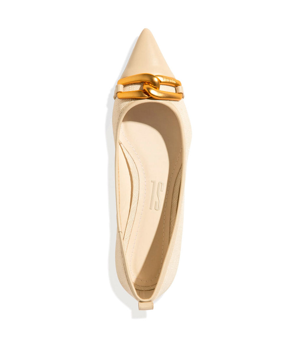 Sapatilha Santa Lolla Tecido Copacabana Bico Fino Off White