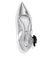 Sapatilha Slingback Santa Lolla Prata Flor Bico Fino