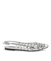 Sapatilha Slingback Santa Lolla Prata Strass Tiras