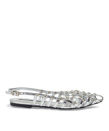 Sapatilha Slingback Santa Lolla Prata Strass Tiras