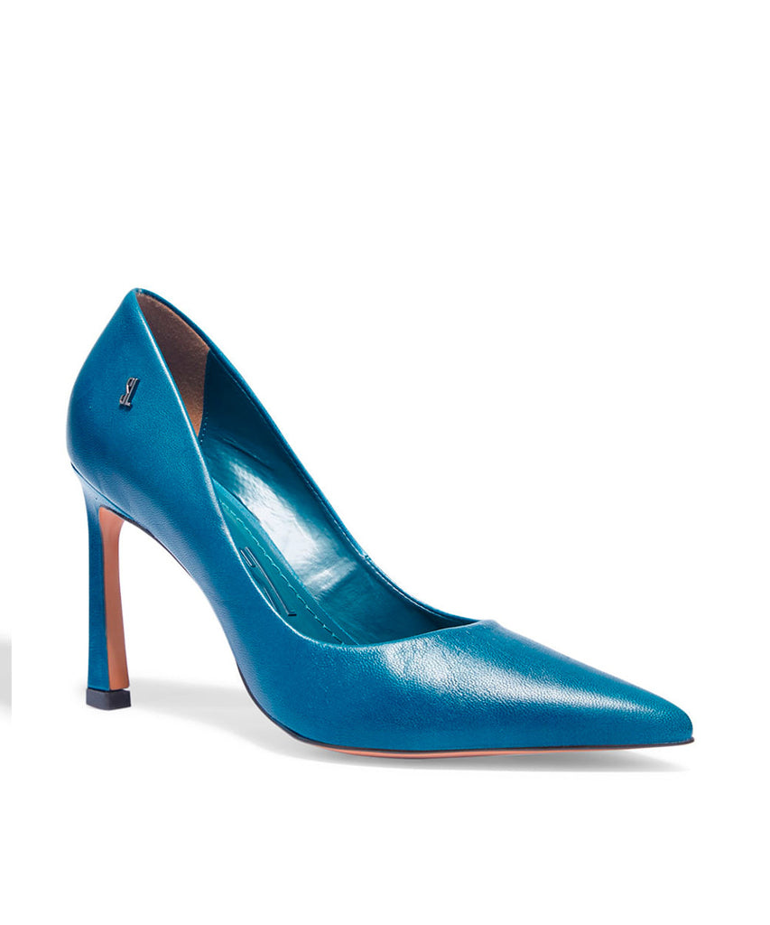 Scapin Santa Lolla Azul Pavão Couro Salto Alto1