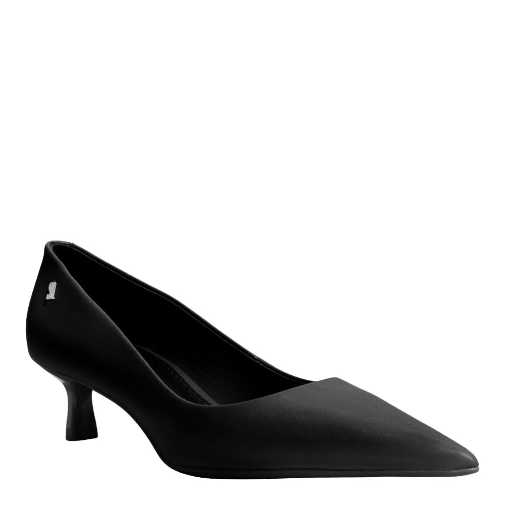 Scarpin Couro Santa Lolla Preto Salto Baixo 