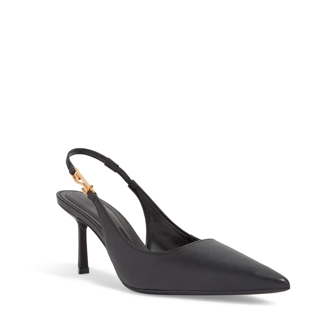 Scarpin Couro Santa Lolla Preto Salto Fino