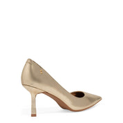 Scarpin Dourado Couro Metalizado Santa Lolla Salto Médio