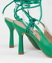 Scarpin Lia Line Verde Bico Fino Amarração - 2013.70384 - 2013.70384