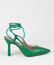Scarpin Lia Line Verde Bico Fino Amarração - 2013.70384 - 2013.70384