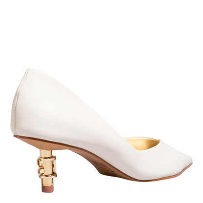 Scarpin Off White Santa Lolla Salto Pino Dourado