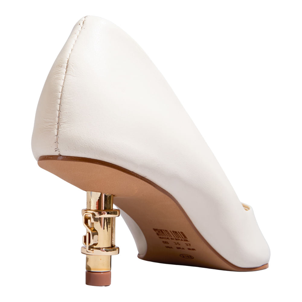 Scarpin Off White Santa Lolla Salto Pino Dourado