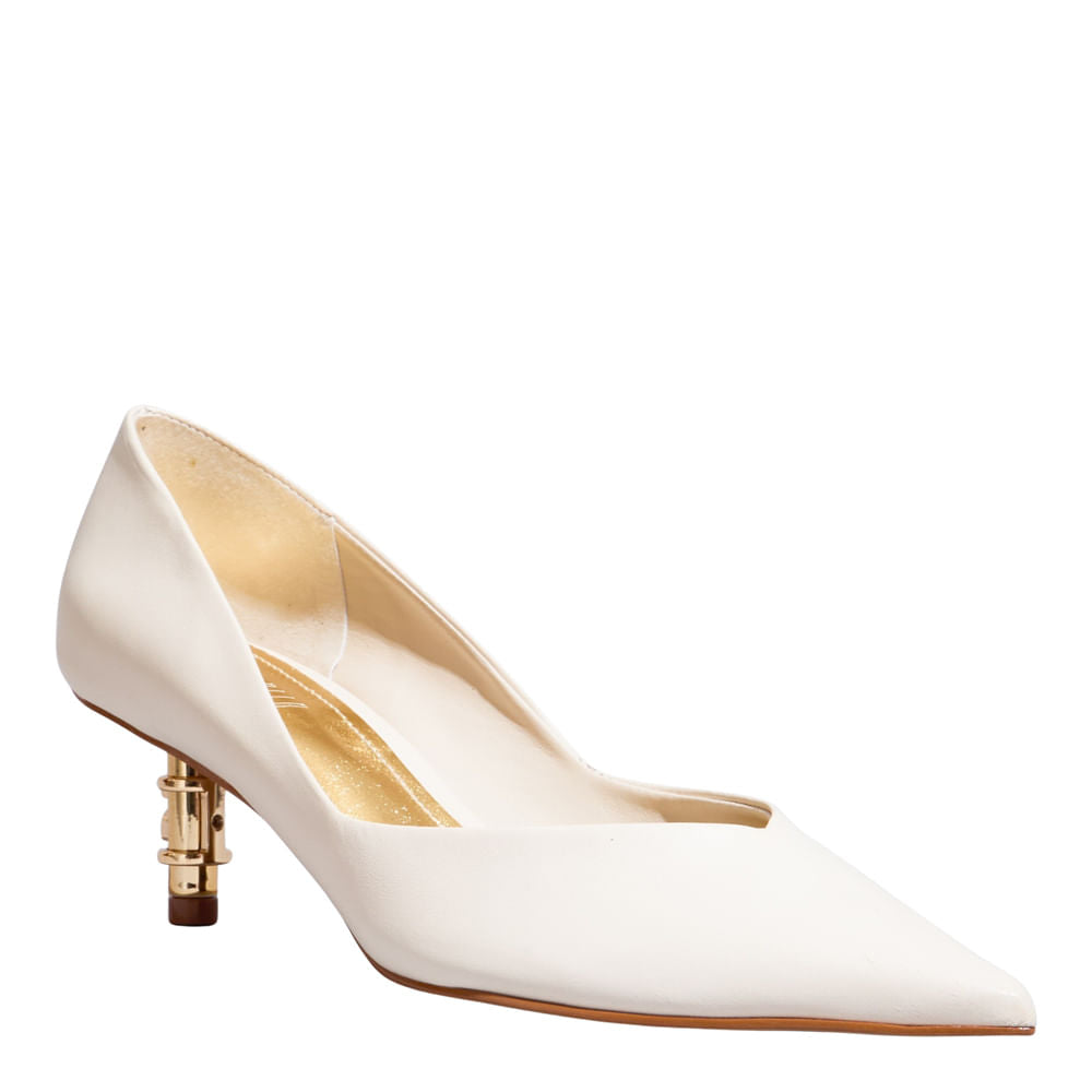 Scarpin Off White Santa Lolla Salto Pino Dourado