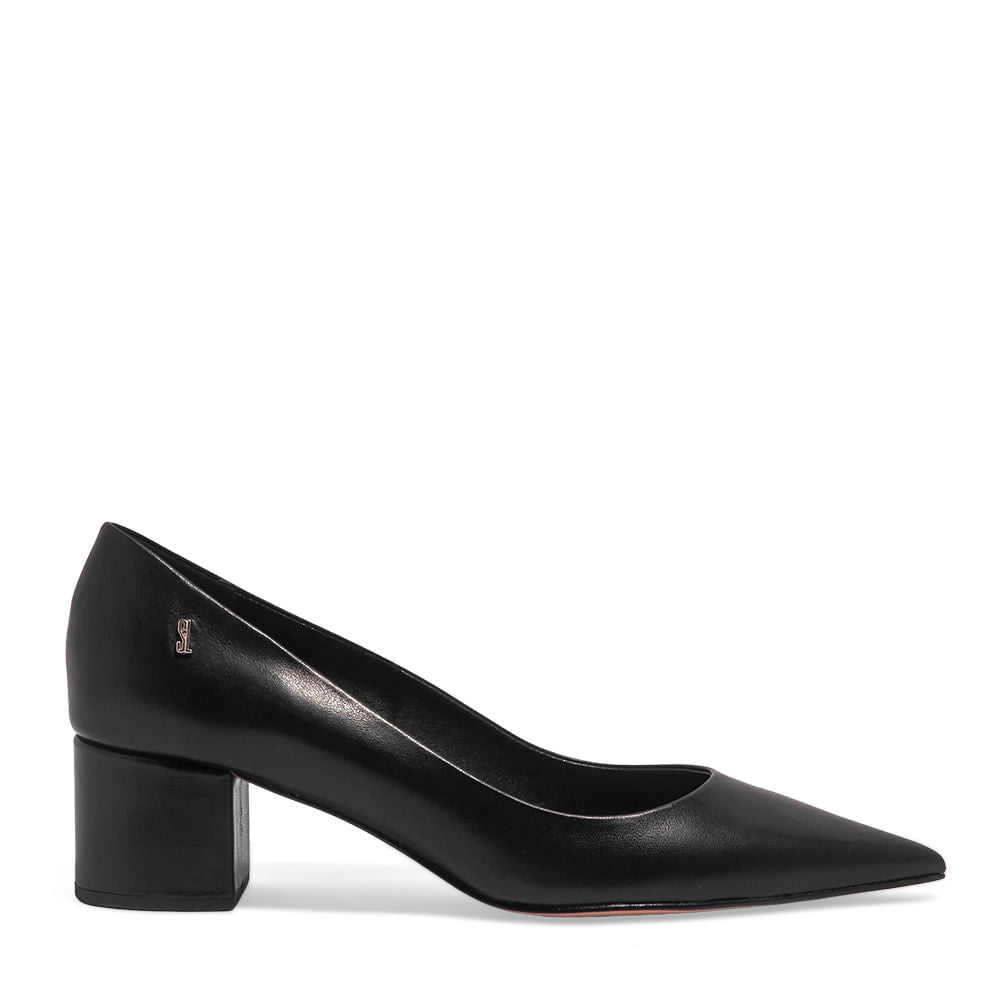 Scarpin Preto Santa Lolla Salto Bloco Bico Fino