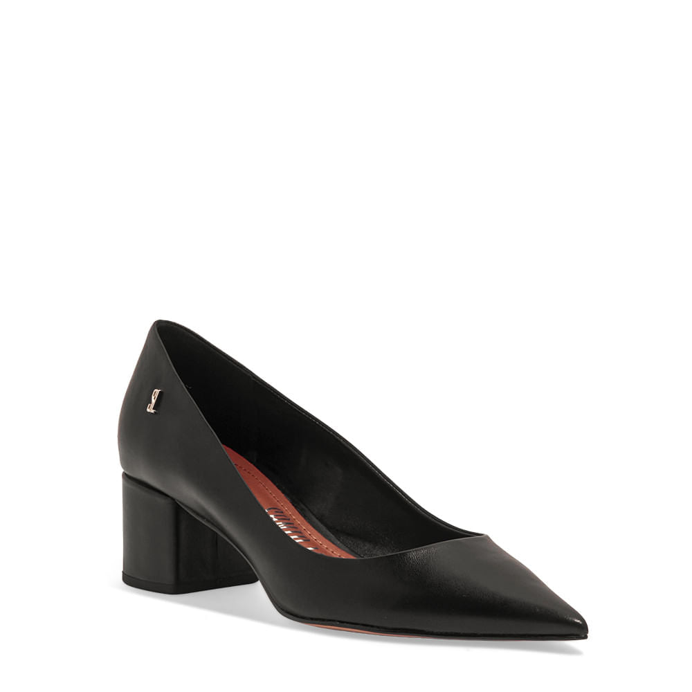 Scarpin Preto Santa Lolla Salto Bloco Bico Fino
